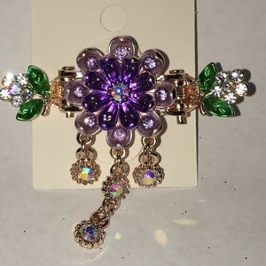 Purple Painted Flower Hair Clip Eight Petals